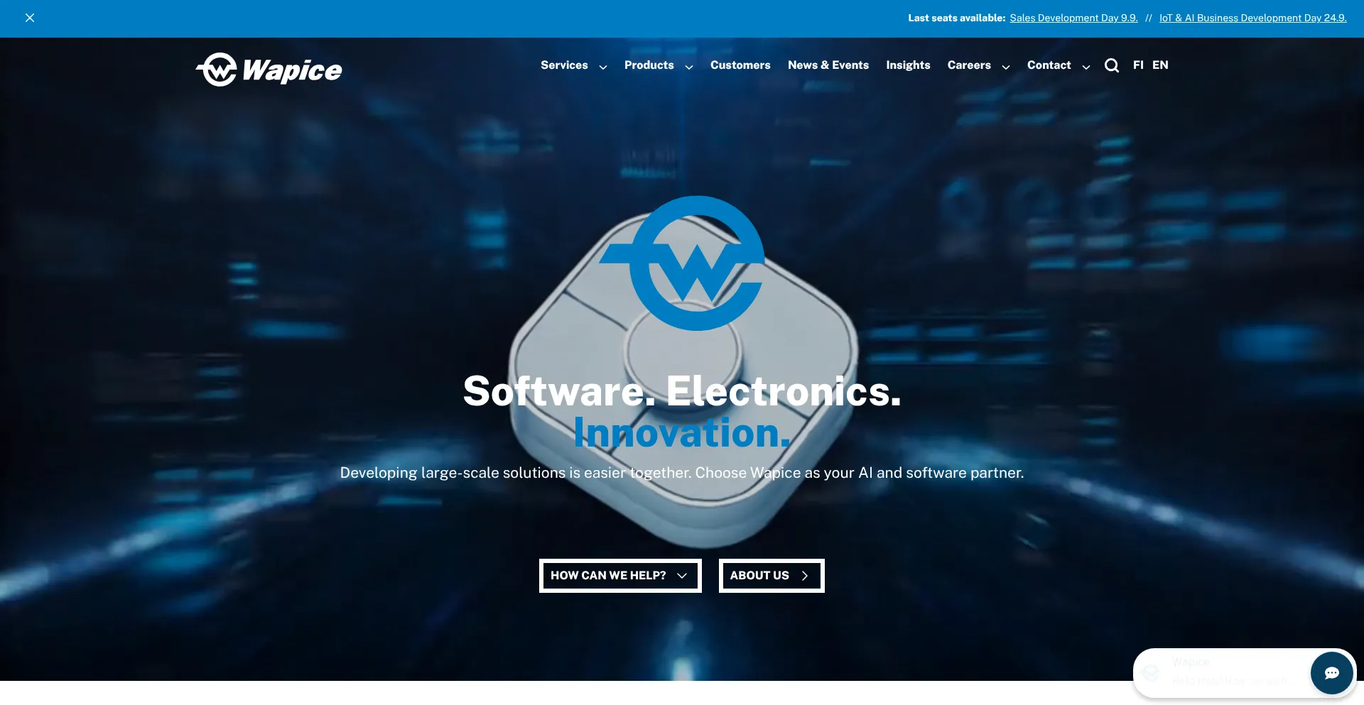 Website screenshot of Wapice.com