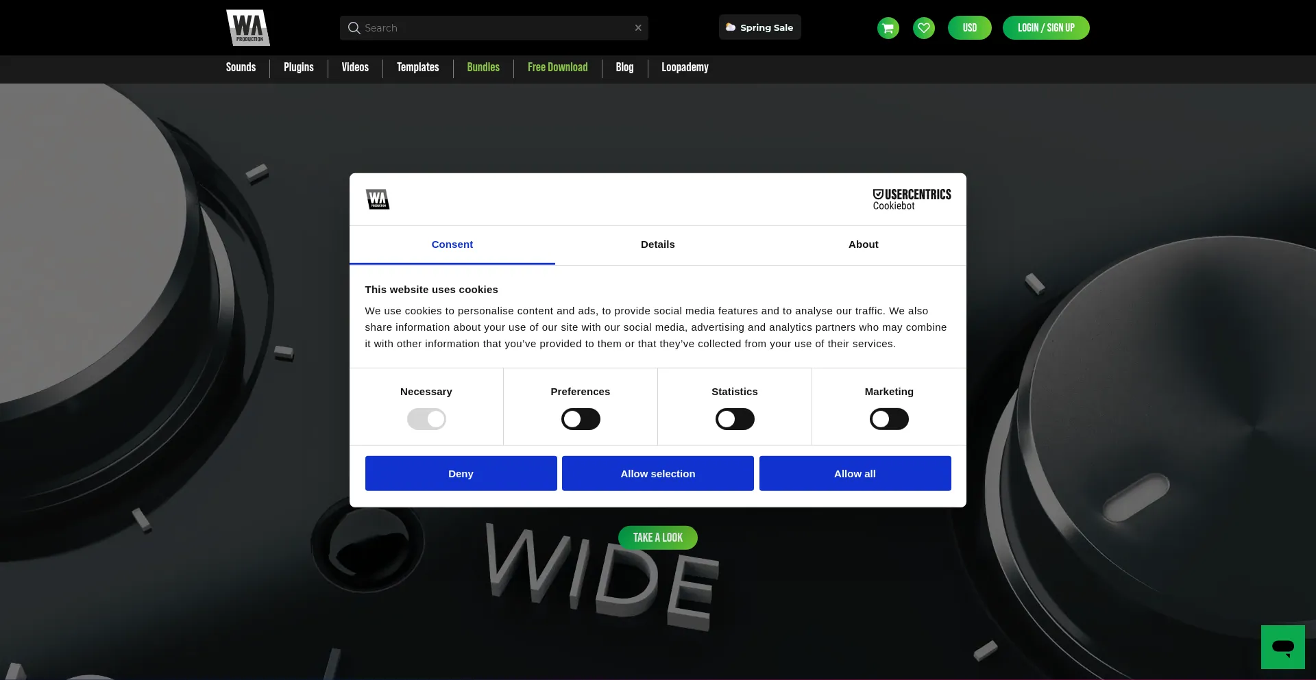 Website screenshot of Waproduction.com