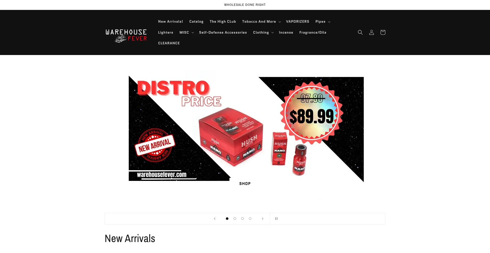 Website screenshot of Warehousefever.com