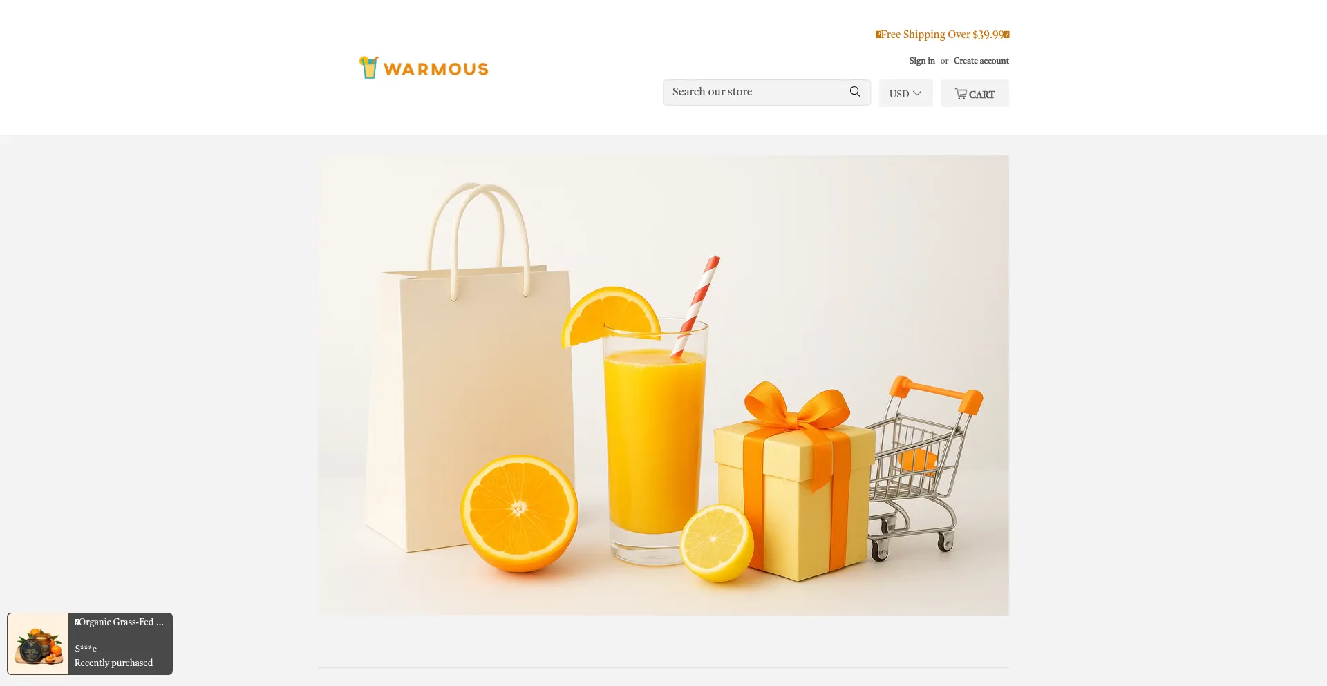 Website screenshot of Warmous.com