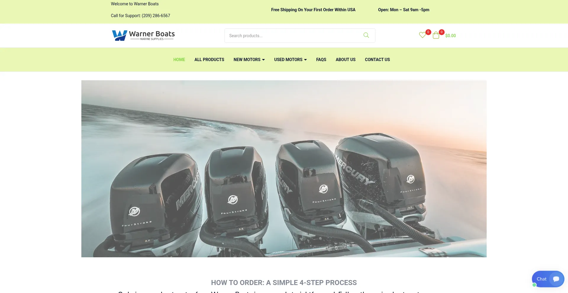 Website screenshot of Warnerboatsupply.com