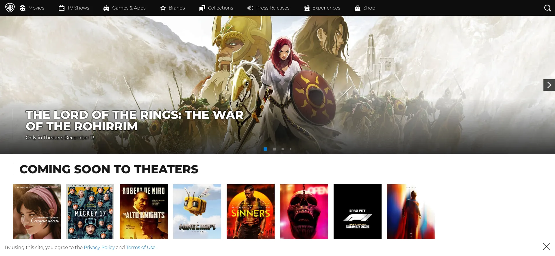 Warnerbros.com Screenshot
