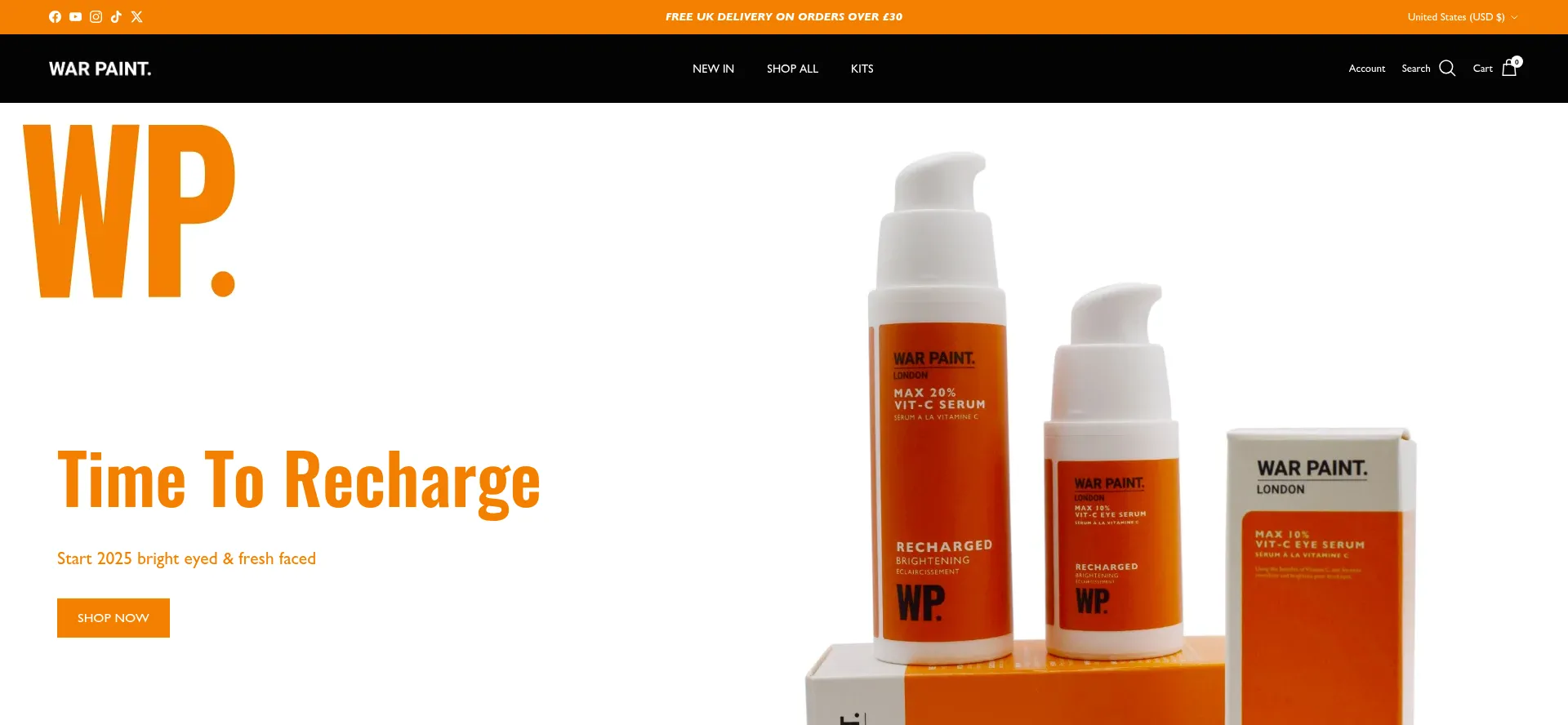 Website screenshot of Warpaintformen.com