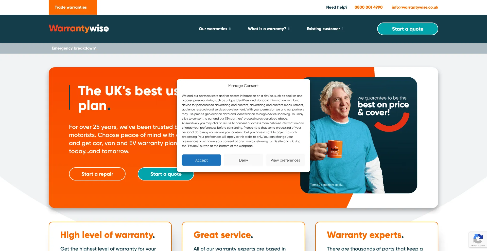 Warrantywise.co.uk Screenshot
