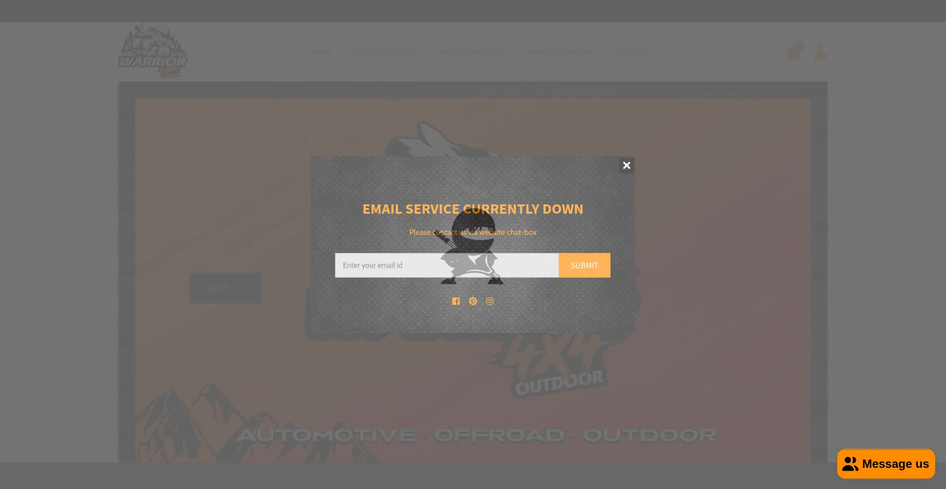 Website screenshot of Warrior4x4.com.au