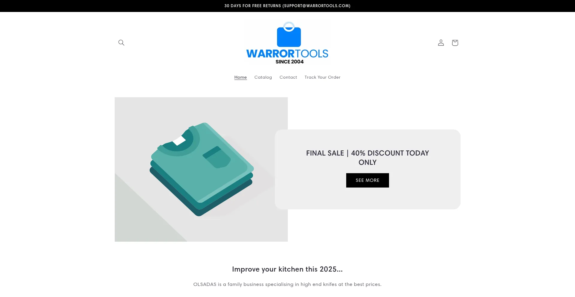 Website screenshot of Warrortools.com