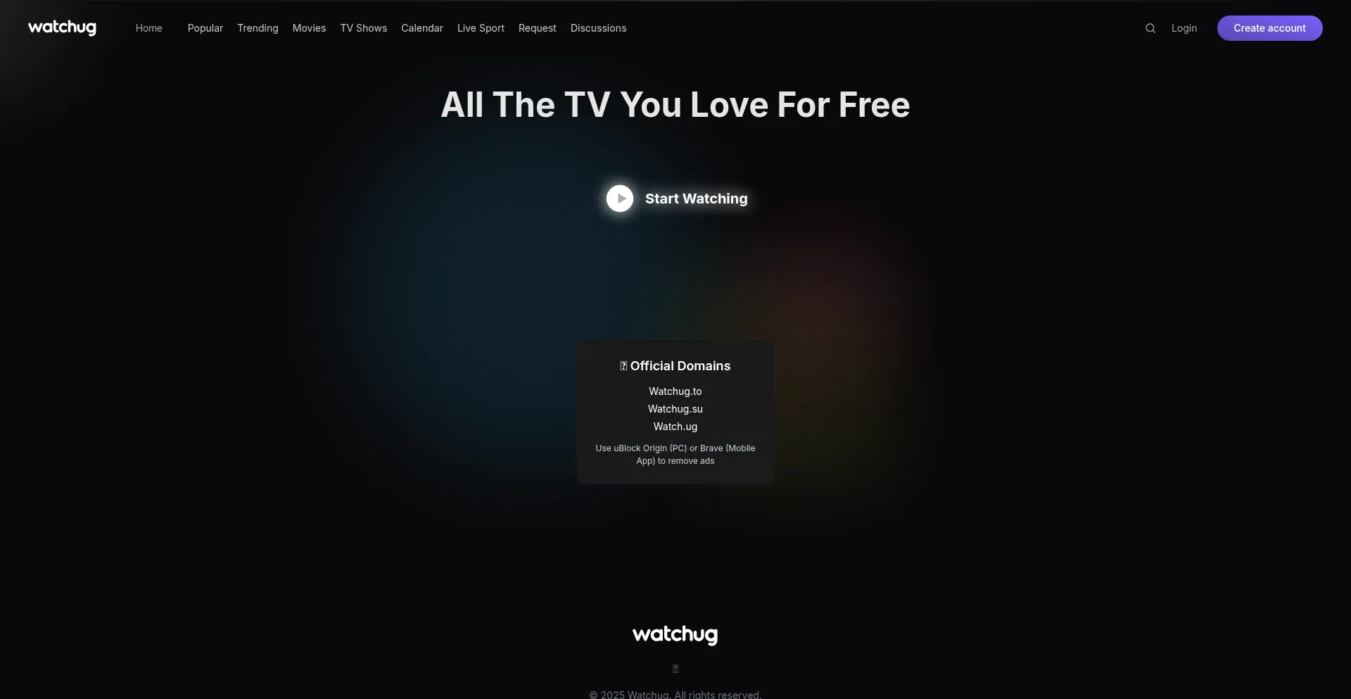 Website screenshot of Watchug.to