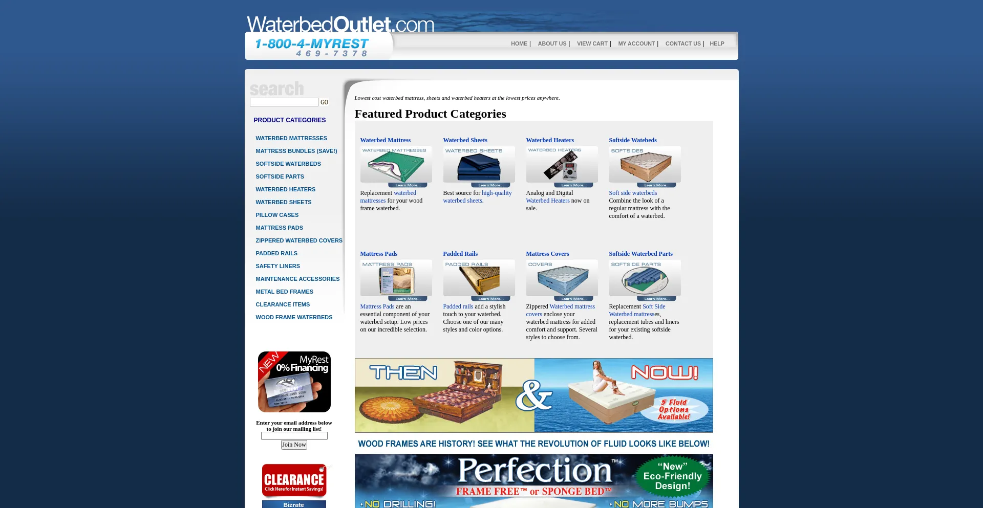 Website screenshot of Waterbedoutlet.com