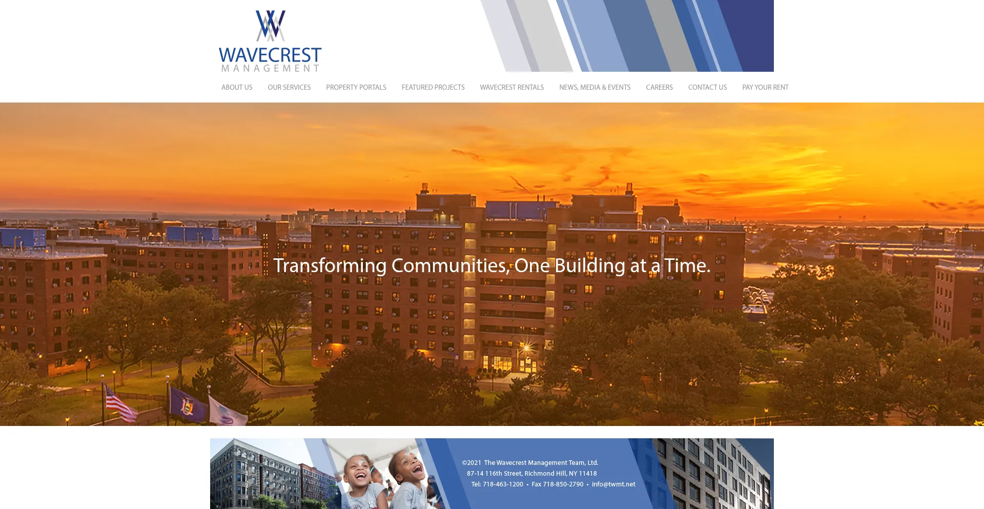 Website screenshot of Wavecrestmanagement.com