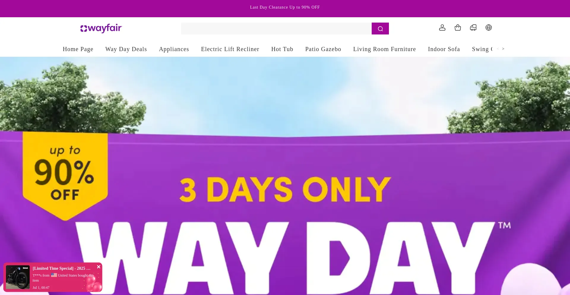Website screenshot of Wayfairdailyoutlet.com