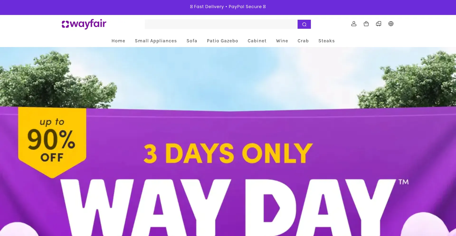 Website screenshot of Wayfairfurniturefinds.online