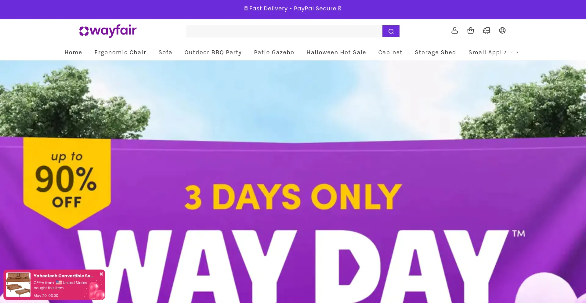Website screenshot of Wayfairfurnitureoutlet.com