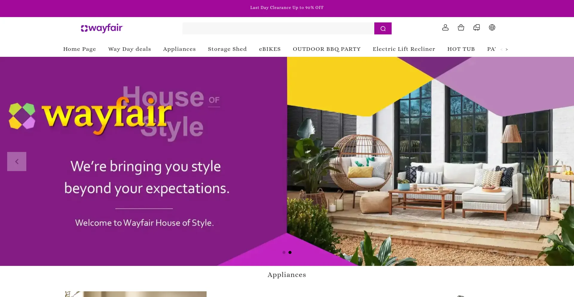 Website screenshot of Wayfairsale.cc