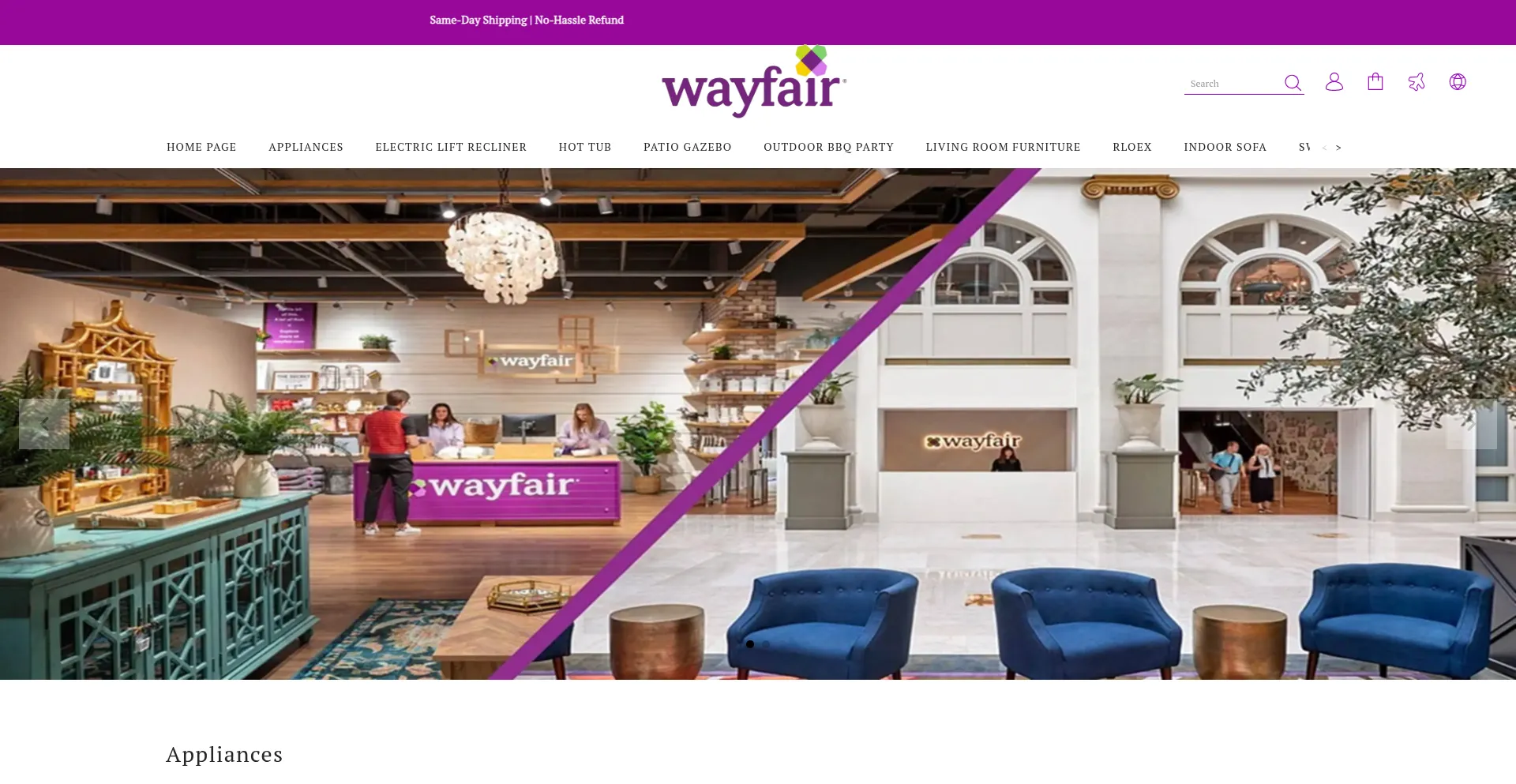 Website screenshot of Wayfairshop2.shop