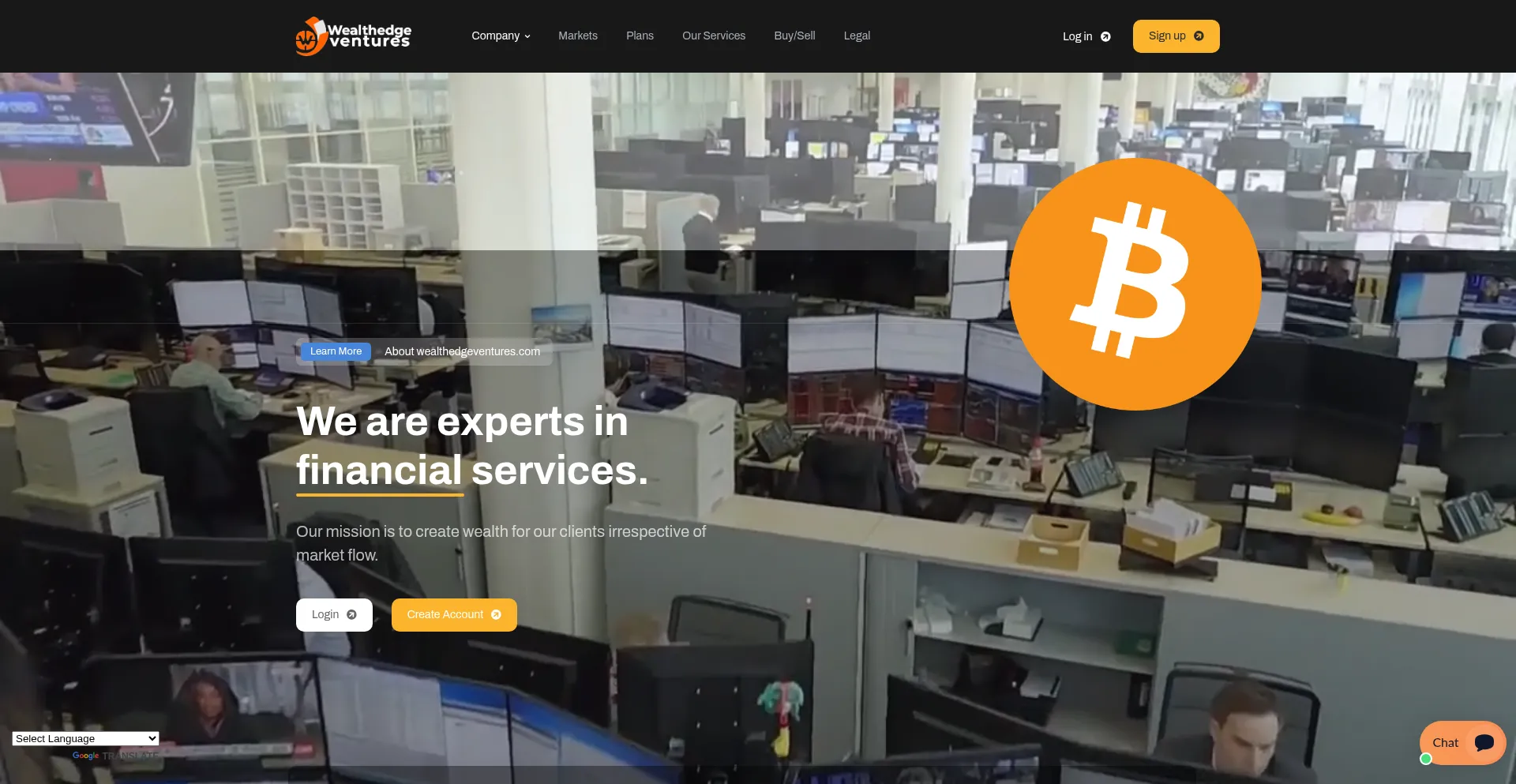 Website screenshot of Wealthedgeventures.com