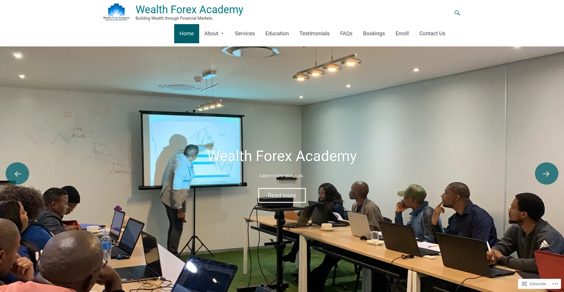 Website screenshot of Wealthforexacademy.co.za
