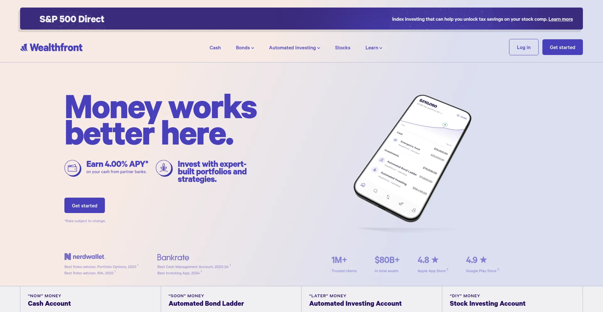 Website screenshot of Wealthfront.com