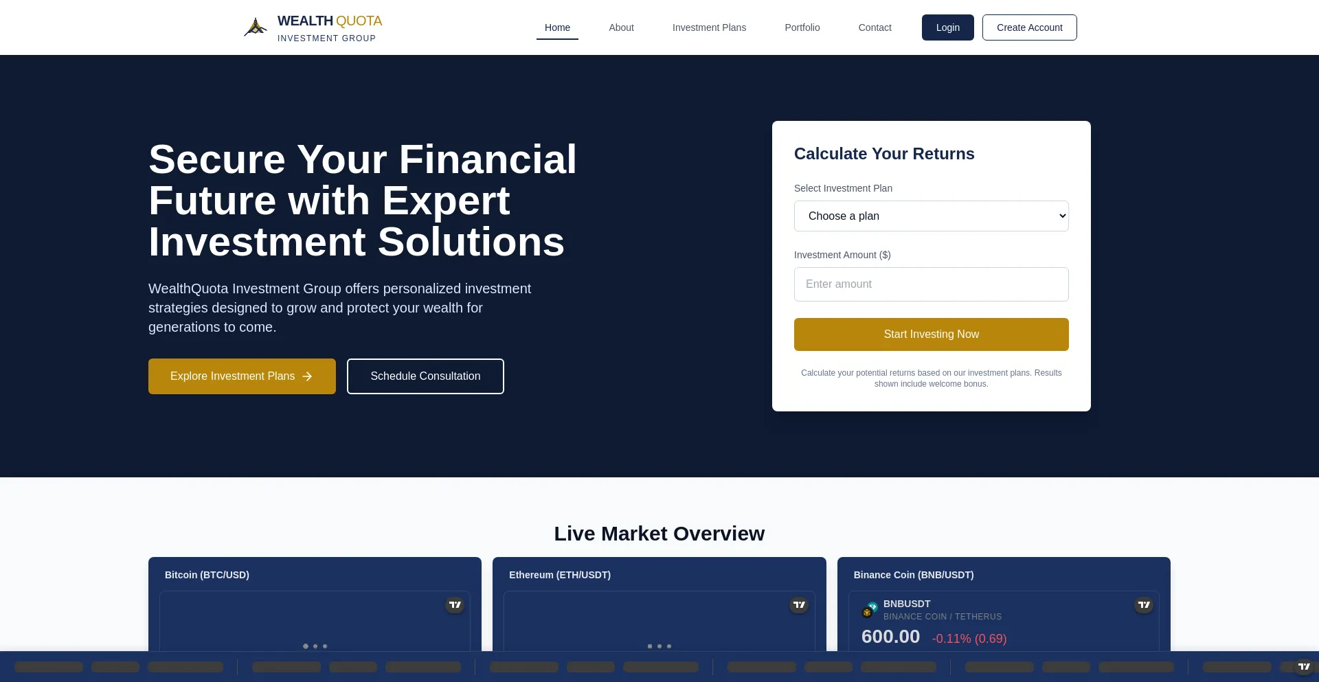 Website screenshot of Wealthquota.com