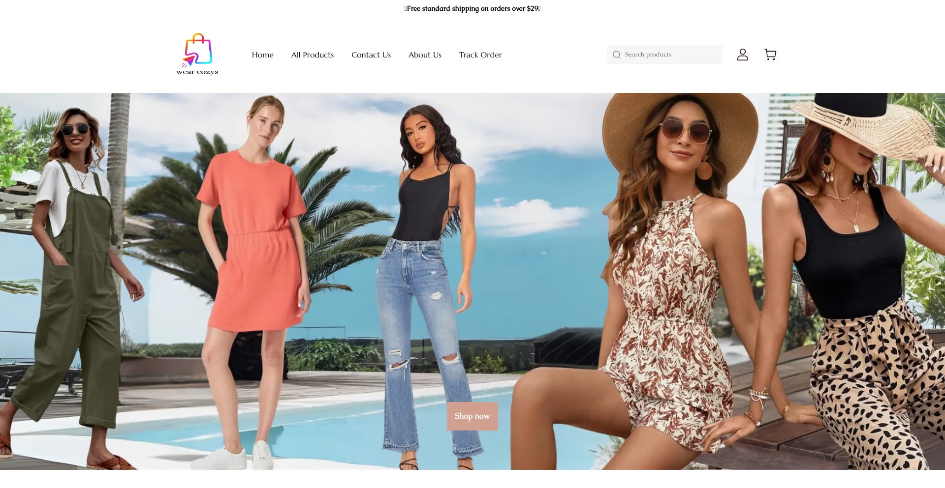 Website screenshot of Wearcozys.com