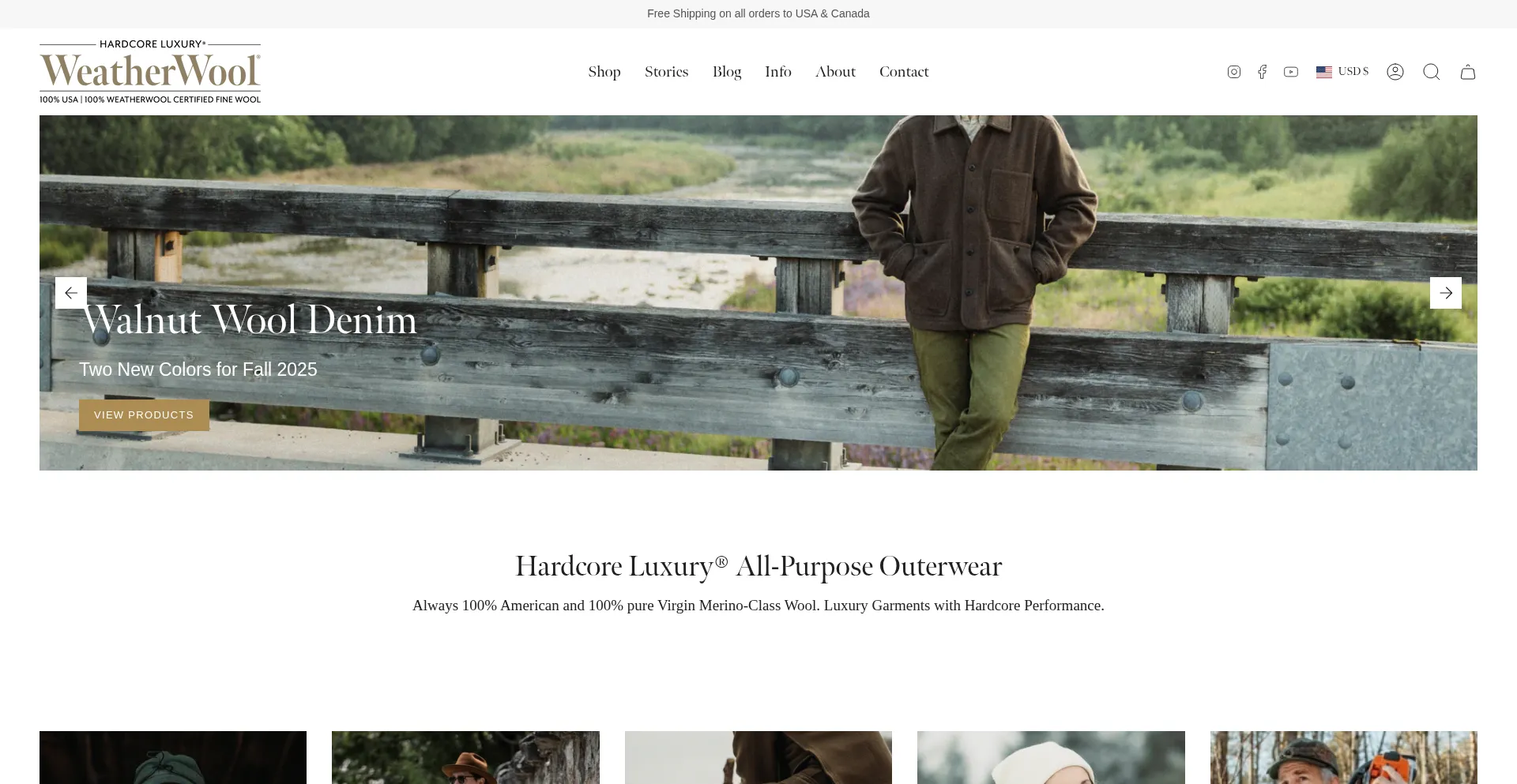 Website screenshot of Weatherwoolshop.us