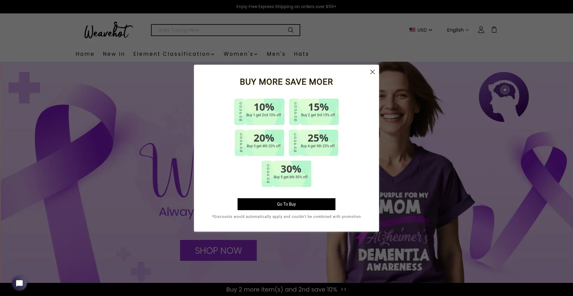 Website screenshot of Weavehot.com