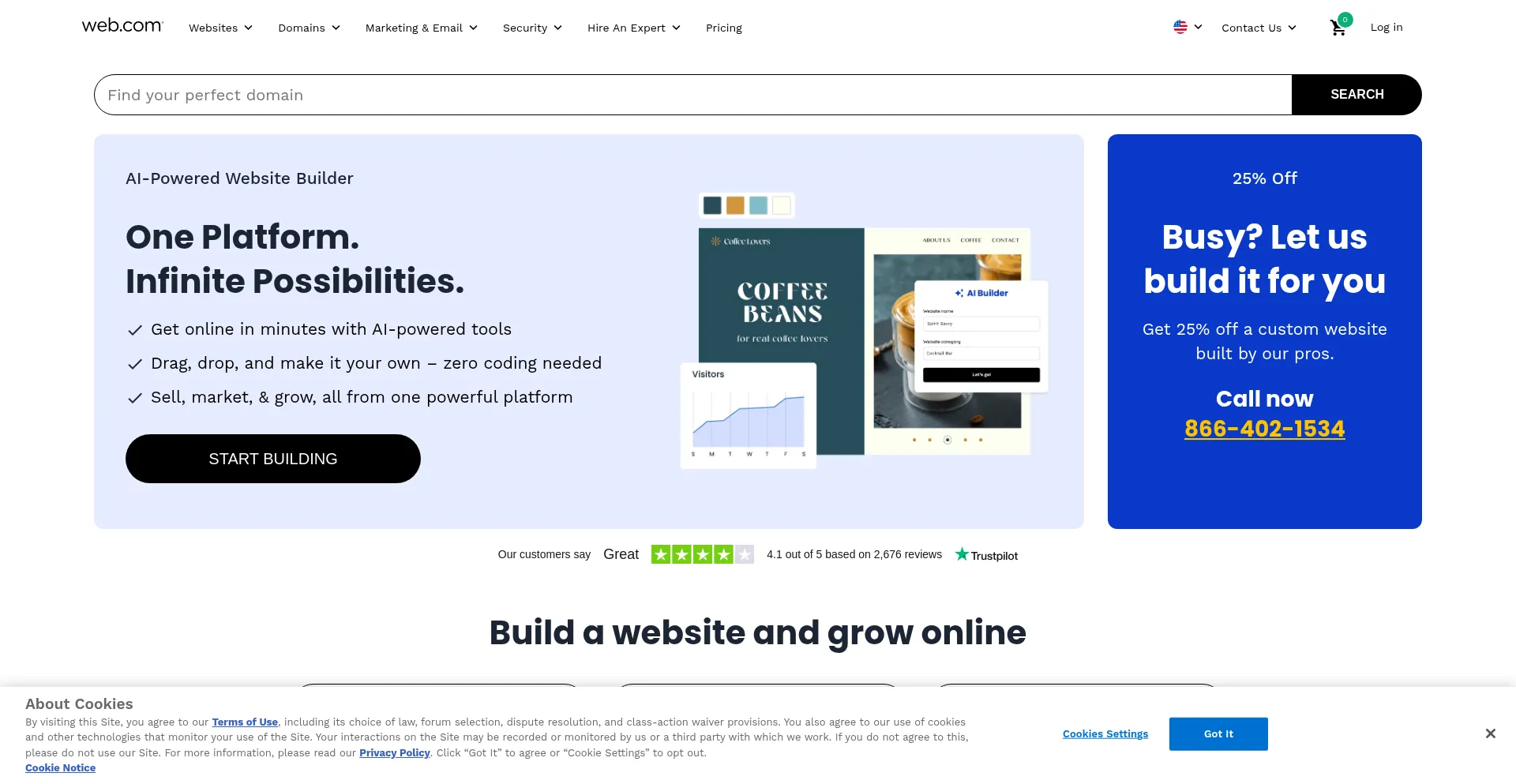 Website screenshot of Web.com