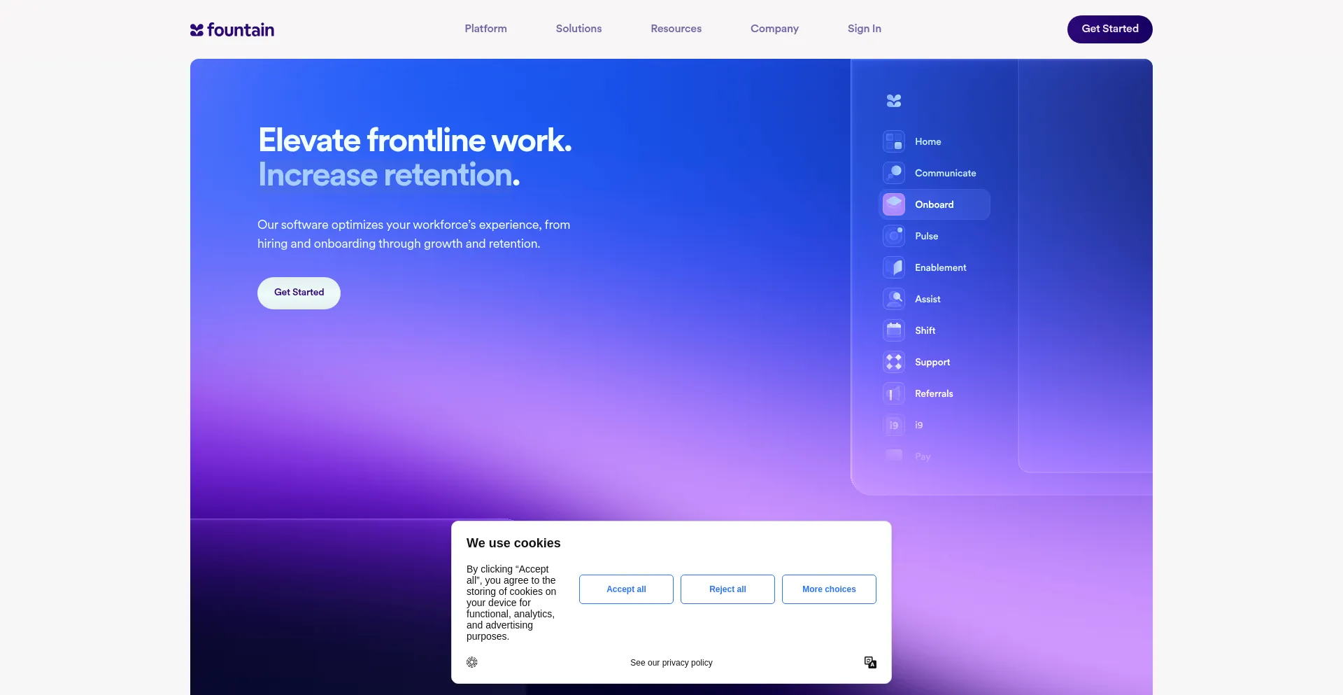 Website screenshot of Web.fountain.com