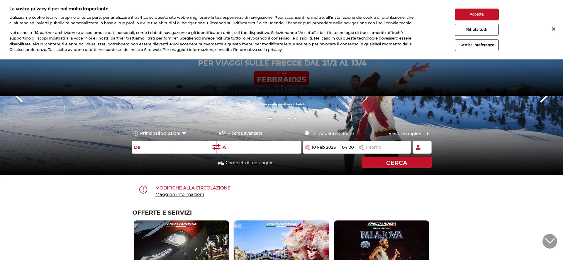 Website screenshot of Web.trenitalia-france.fr