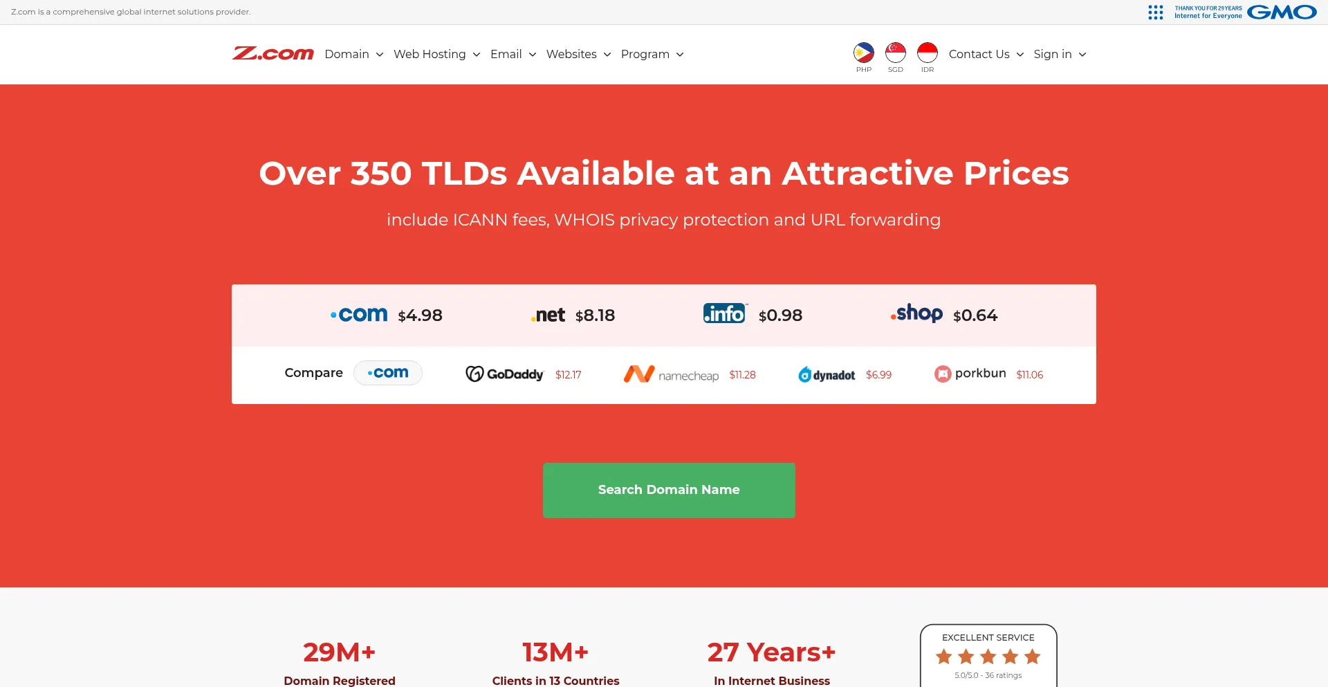 Website screenshot of Web.z.com