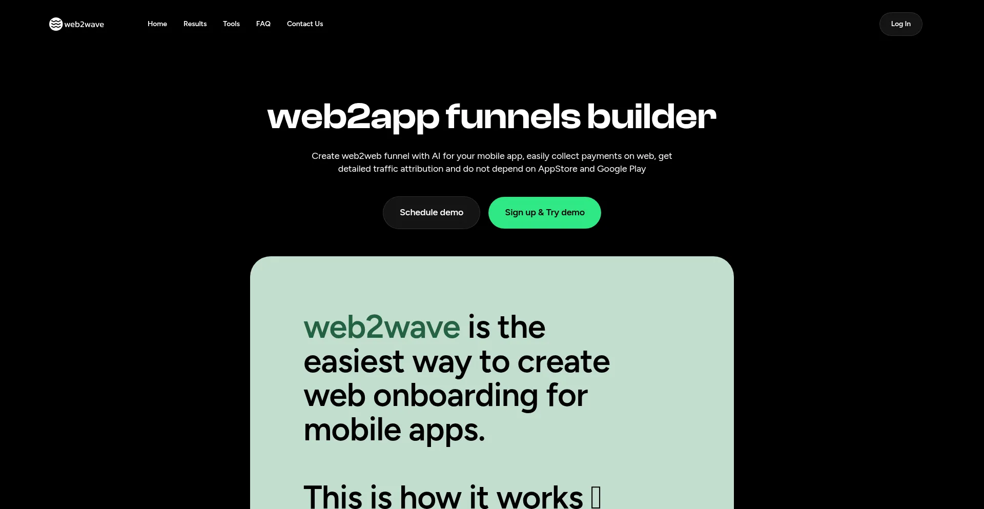 Website screenshot of Web2wave.com