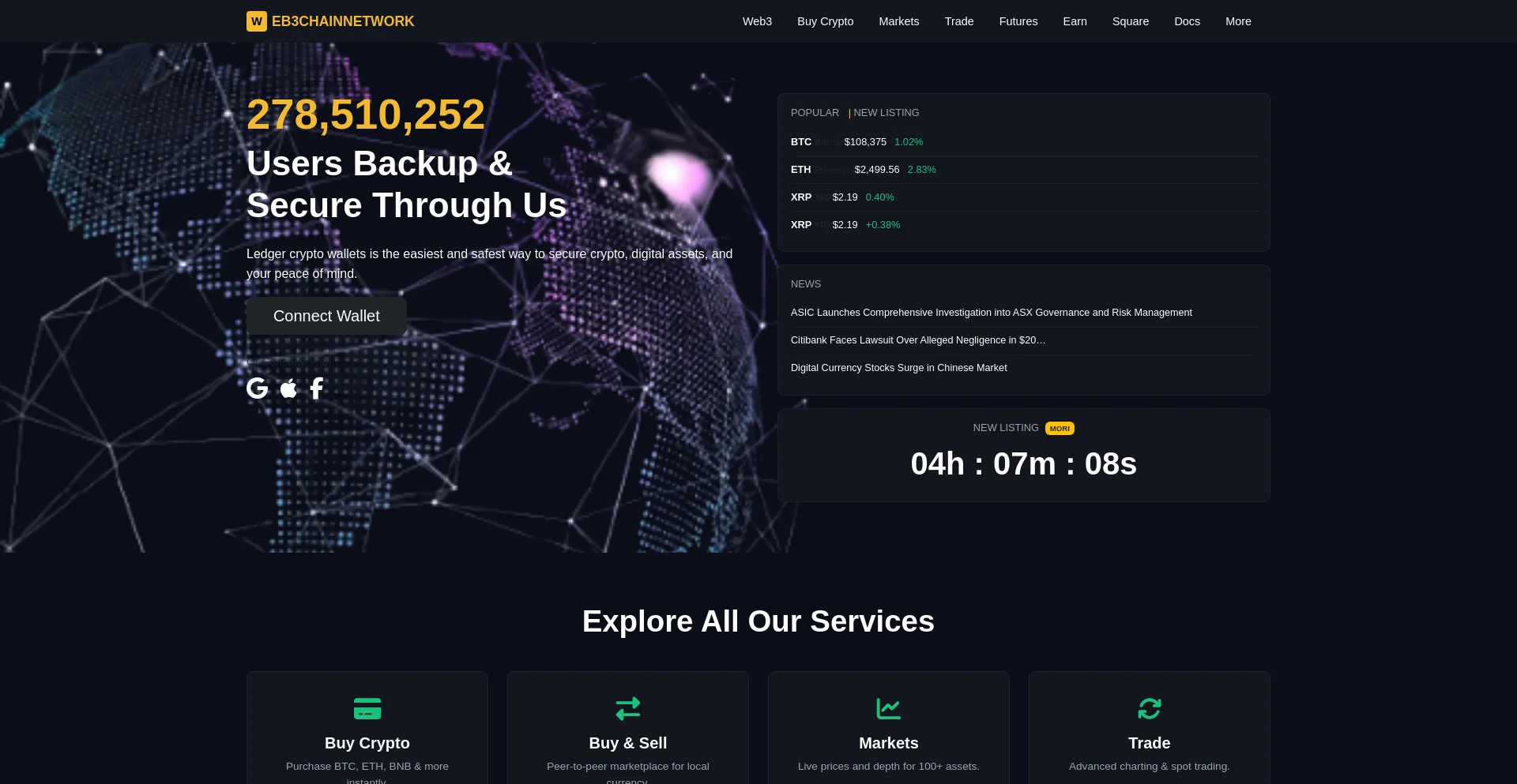 Website screenshot of Web3chainnetwork.com