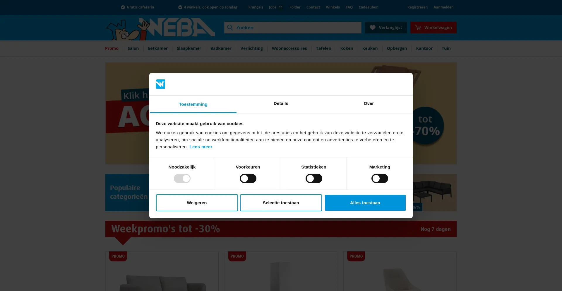 Website screenshot of Weba.be