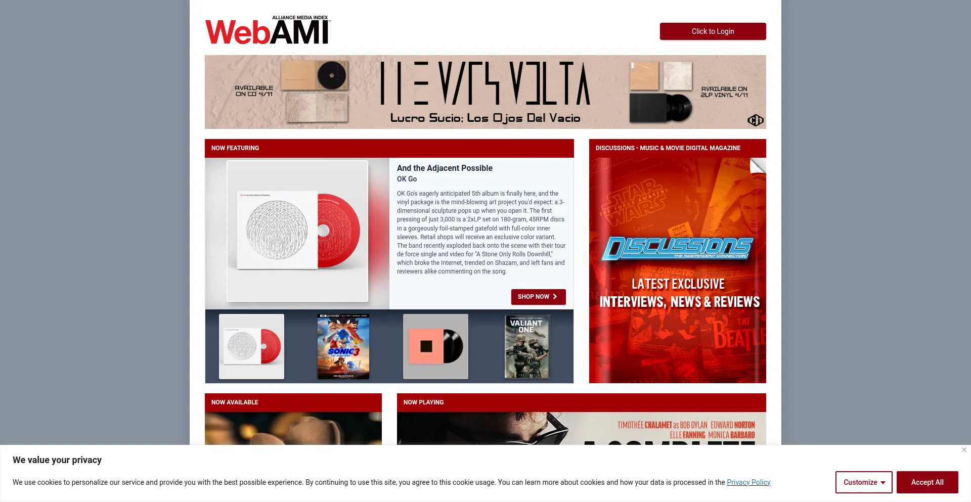Website screenshot of Webami.aent.com