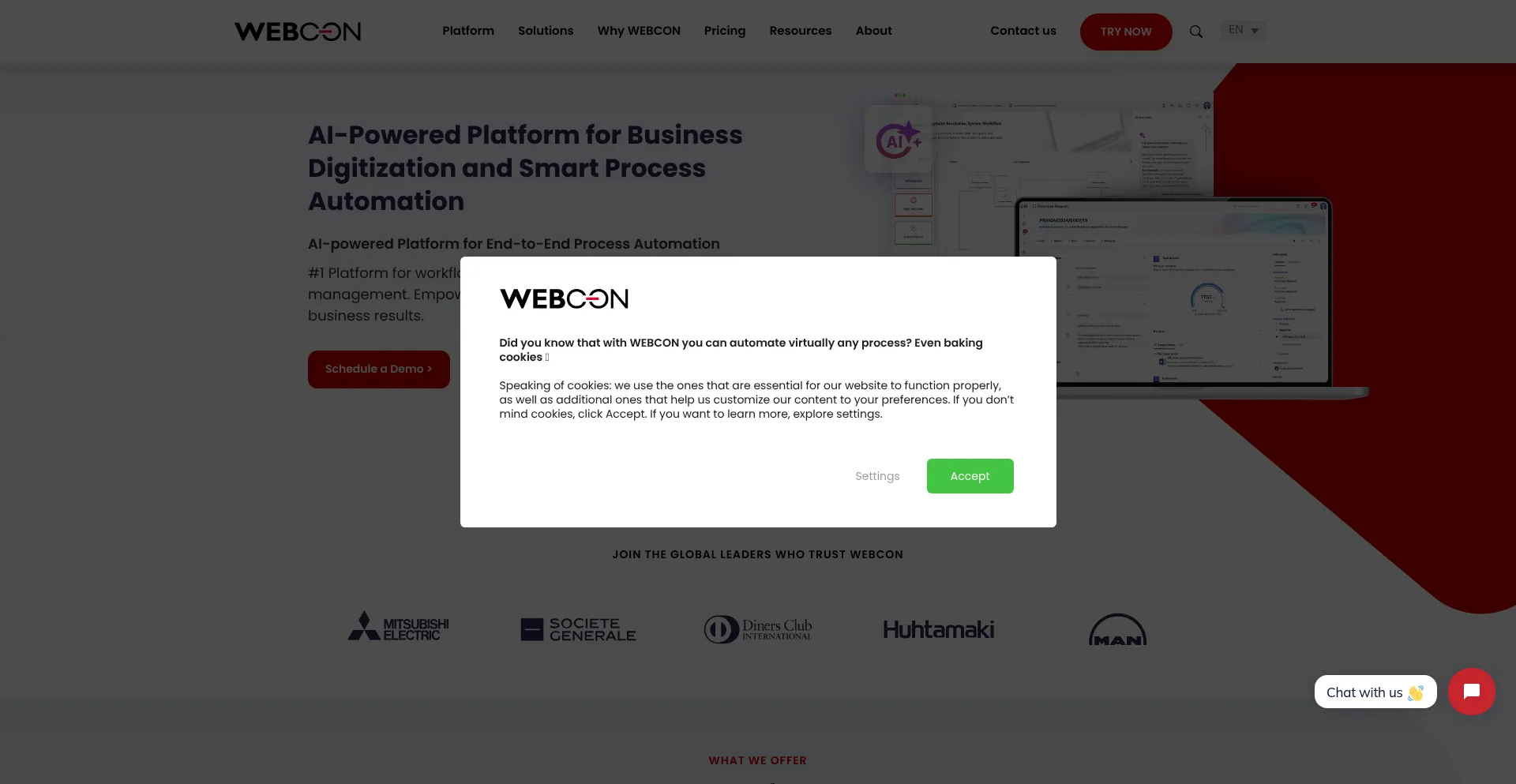 Website screenshot of Webcon.com