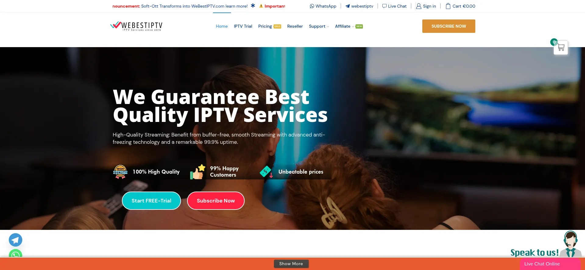 Website screenshot of Webestiptv.com