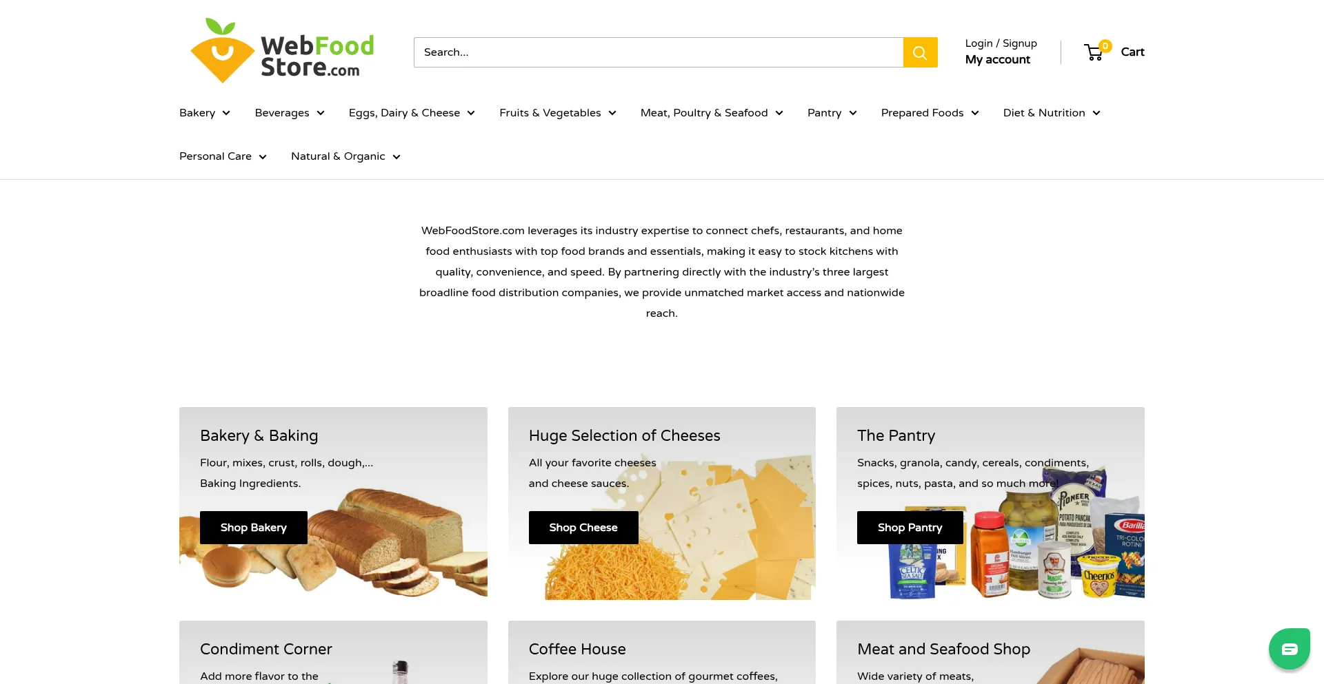 Website screenshot of Webfoodstore.com
