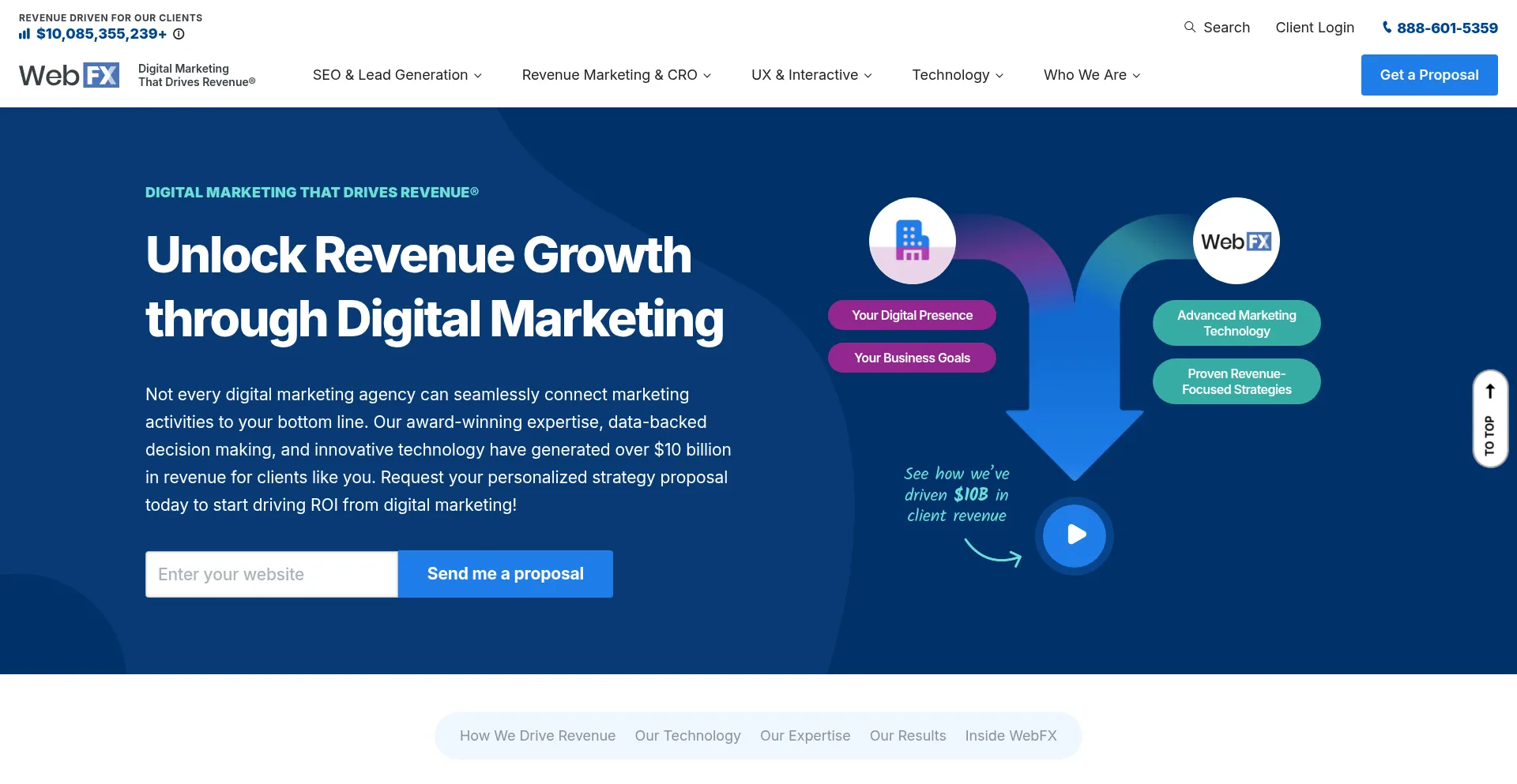 Website screenshot of Webfx.com