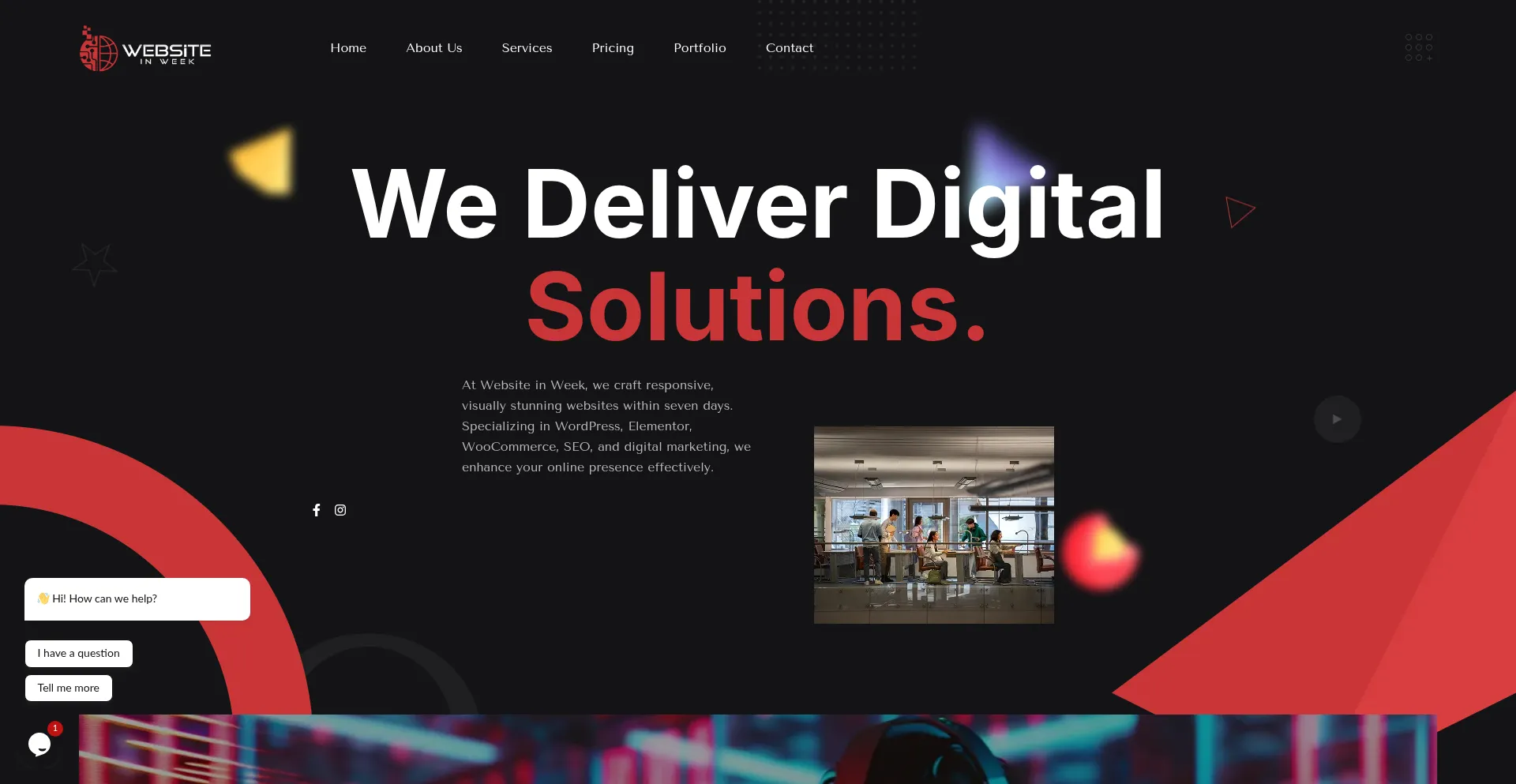 Website screenshot of Websiteinweek.com