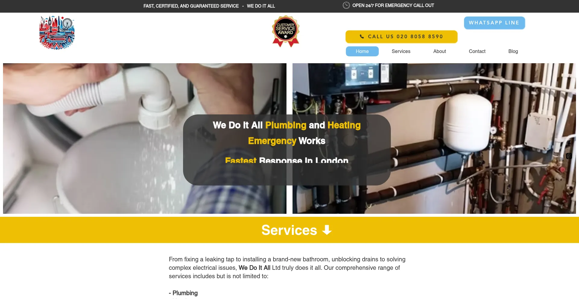 Website screenshot of Wedoitall.co.uk