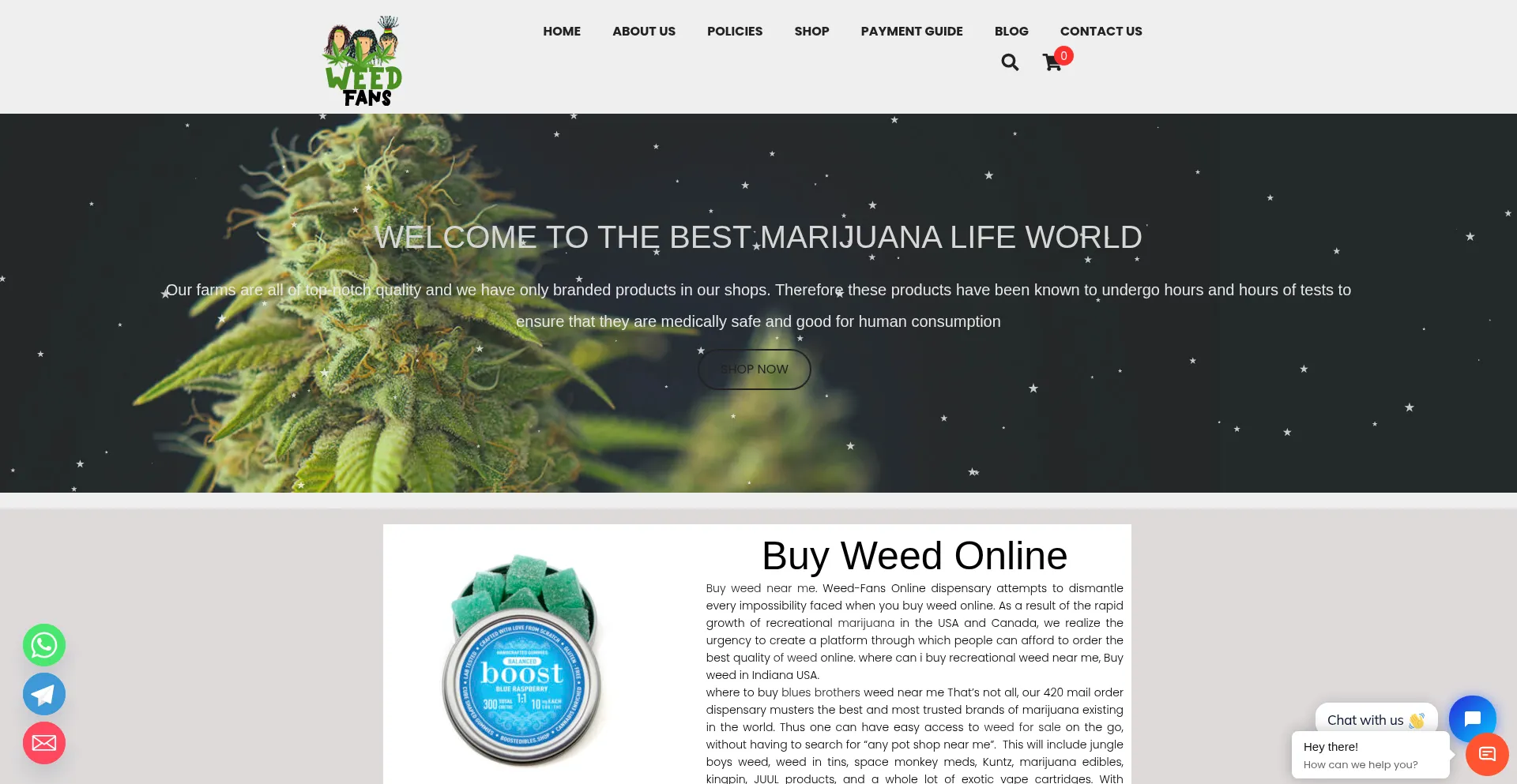 Website screenshot of Weed-fans.com