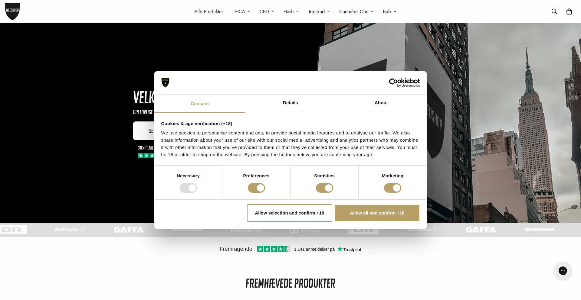 Weedshop.dk Screenshot