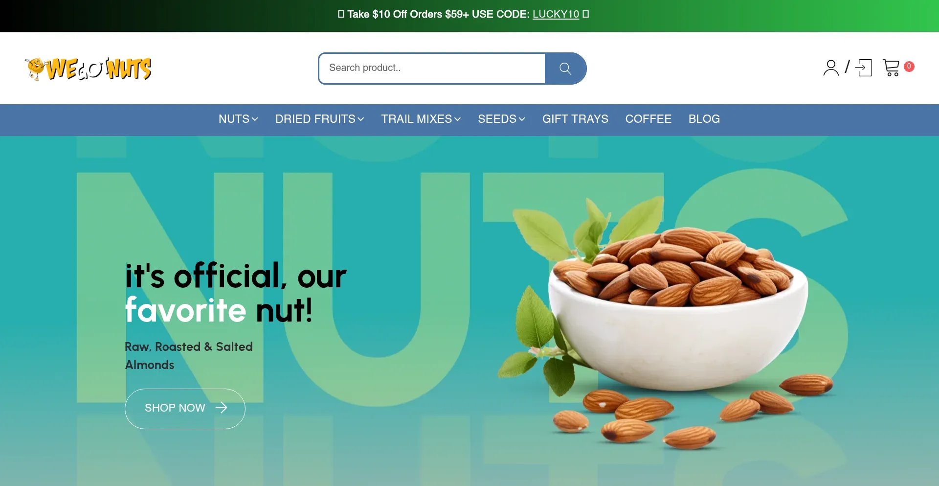 Website screenshot of Wegotnuts.com