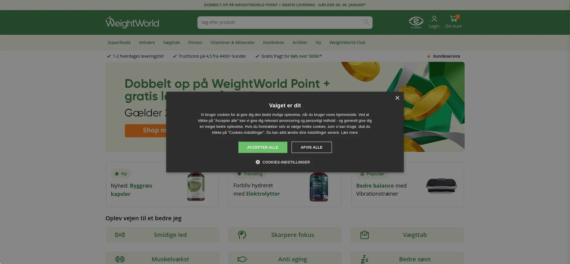 Website screenshot of Weightworld.dk