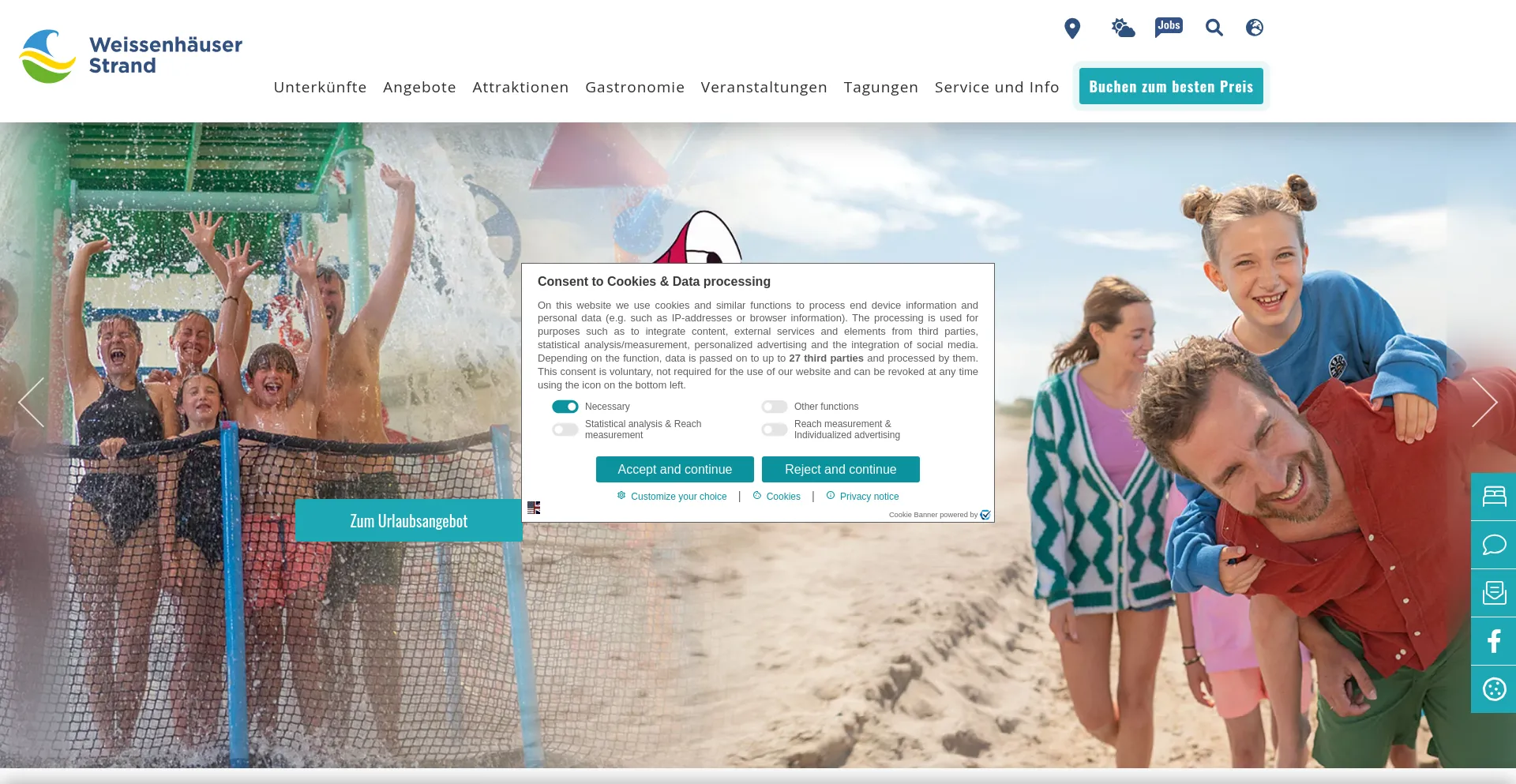 Website screenshot of Weissenhaeuserstrand.de