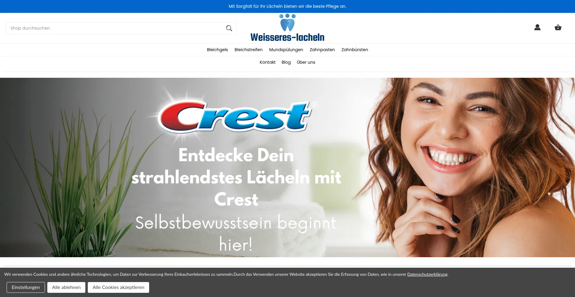 Website screenshot of Weisseres-lacheln.at
