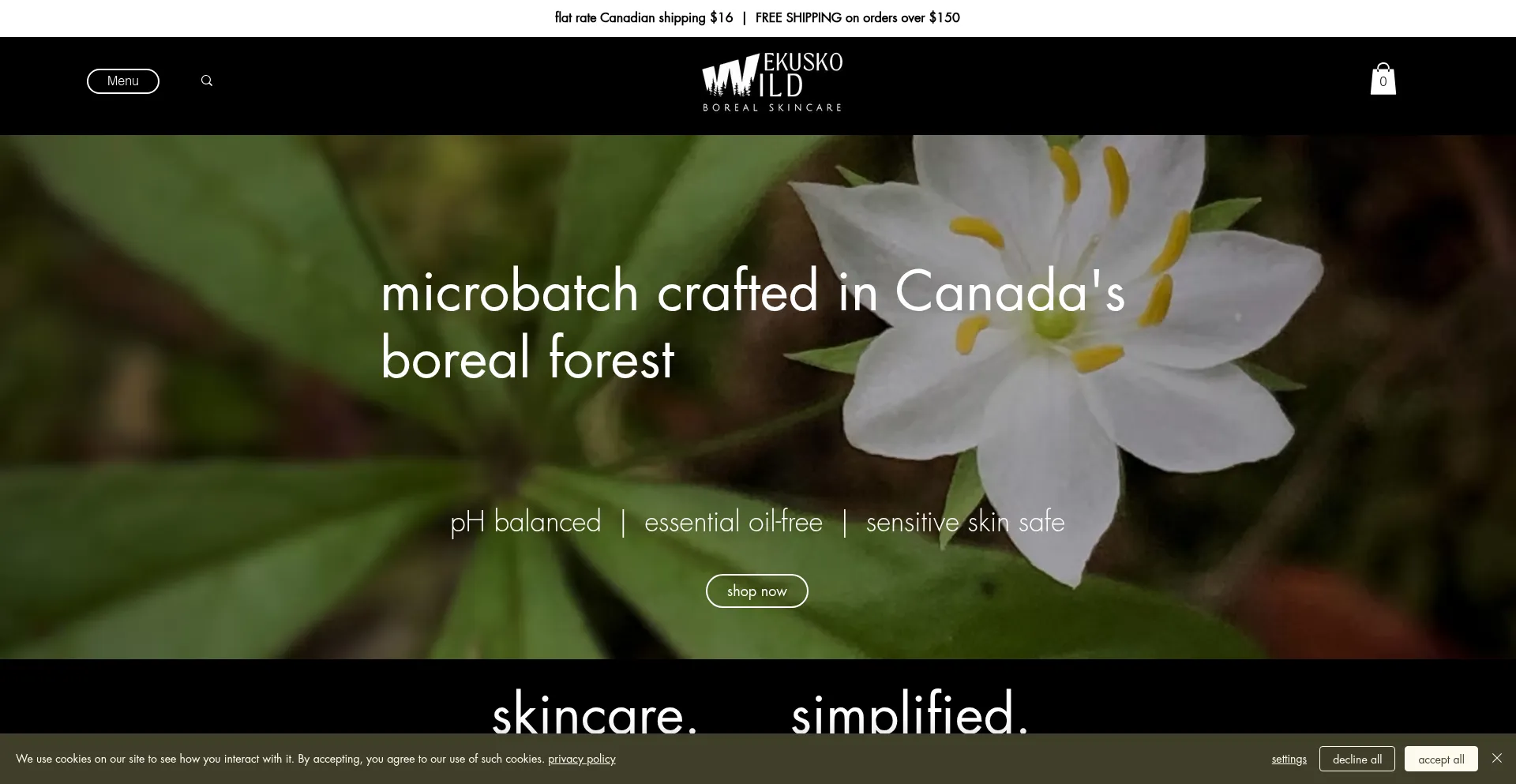 Website screenshot of Wekuskowild.ca