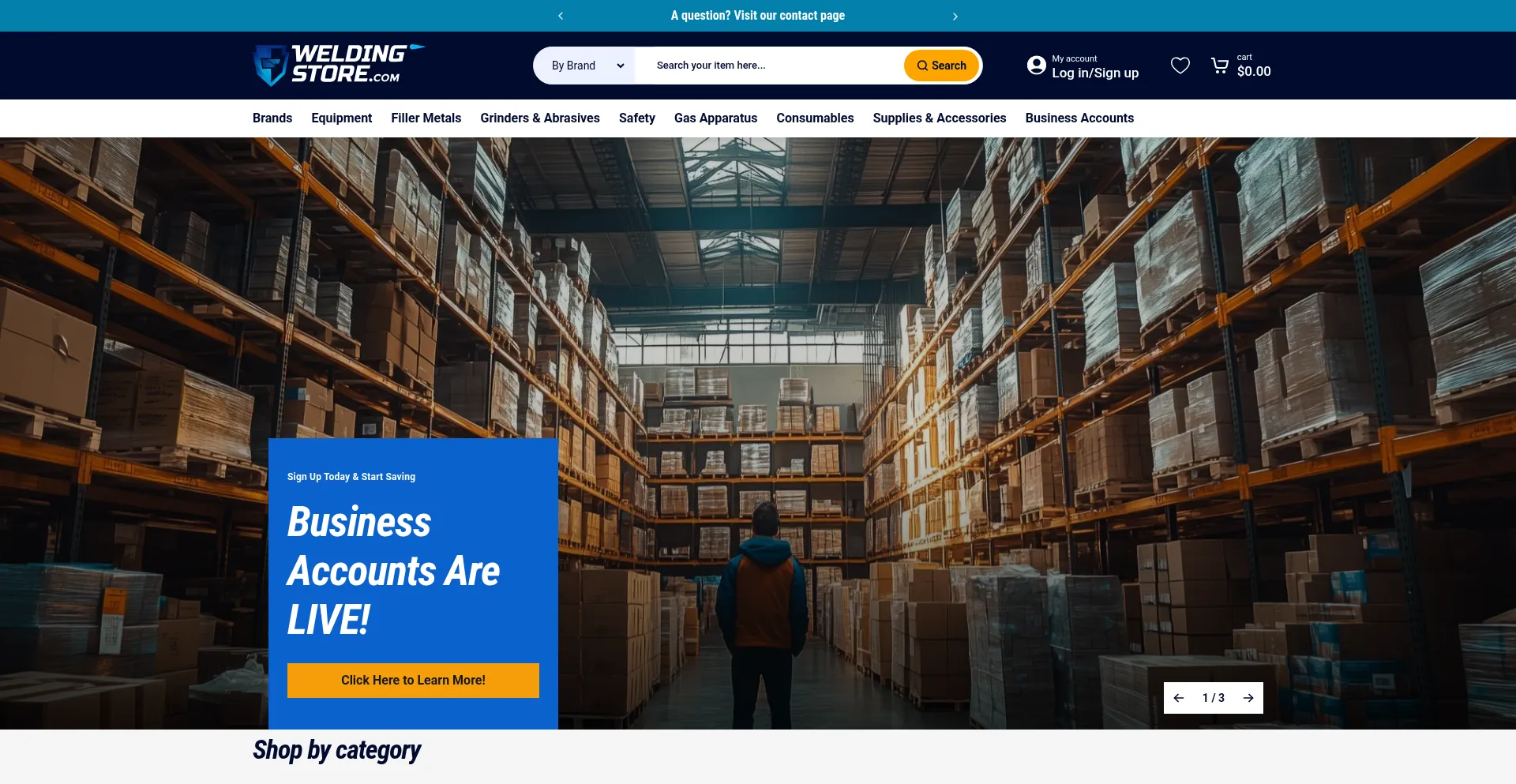 Website screenshot of Weldingstore.com