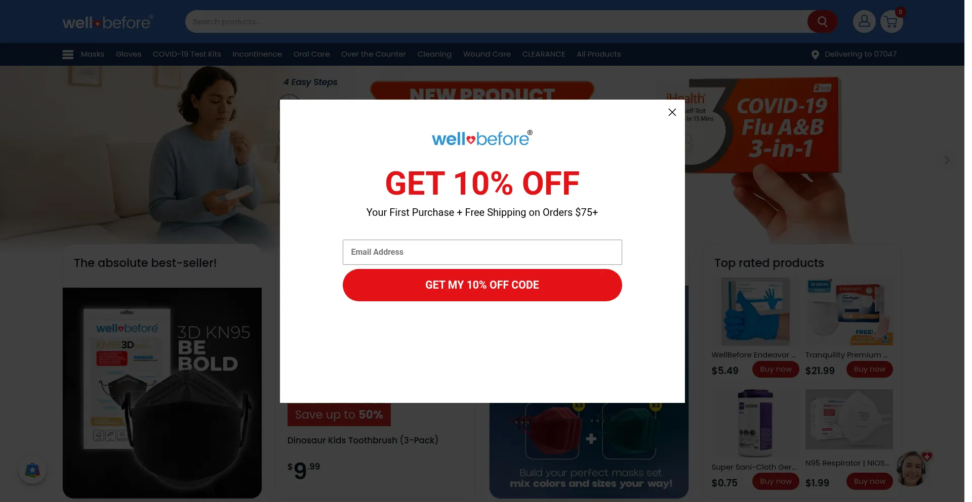 Website screenshot of Wellbefore.com