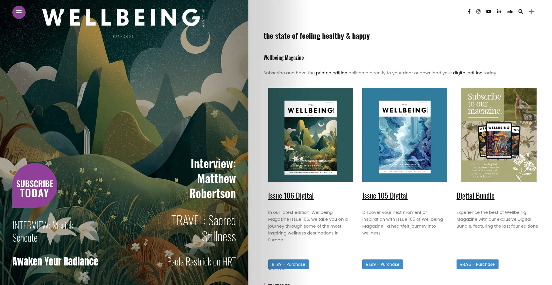 Website screenshot of Wellbeingmagazine.com