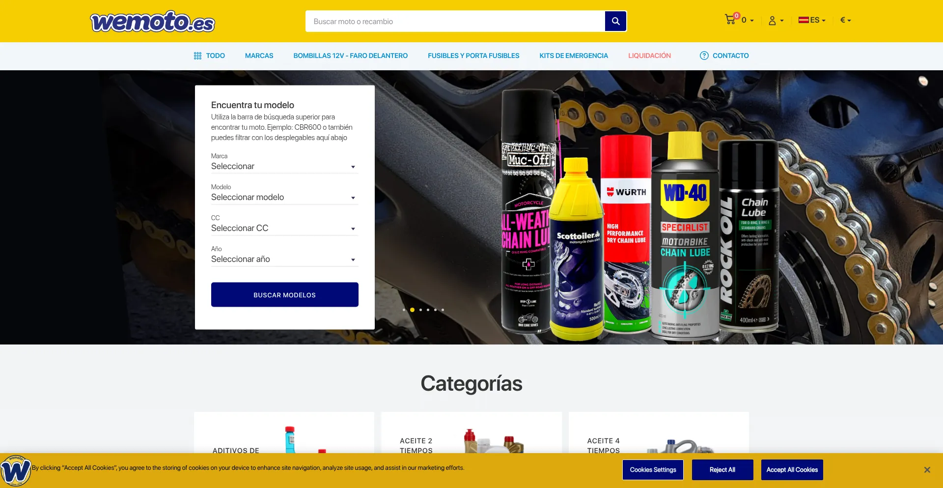 Website screenshot of Wemoto.es